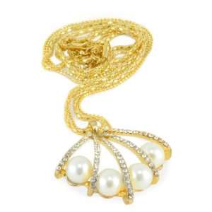   Crystal Seashell Pearl Pendant Necklace You Accessorize Jewelry