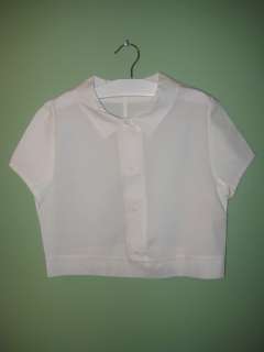 Peter Pan Collar Short Sleeve Fitted Waist White Shirt  