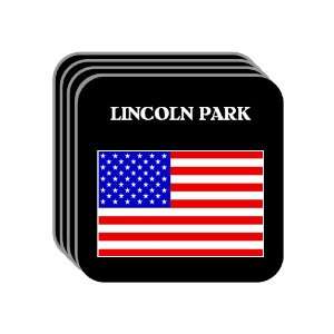 US Flag   Lincoln Park, Michigan (MI) Set of 4 Mini Mousepad Coasters