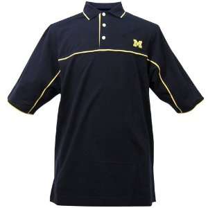  Cutter & Buck Michigan Wolverines Navy Yacht Polo: Sports 