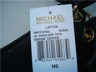 Michael Kors LAYTON Large Shoulder Tote Bag Black NWT  