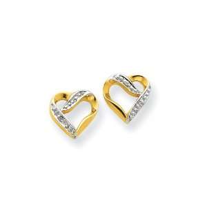  14k & Rhodium Marquise Diamond Heart Post Earrings Diamond 
