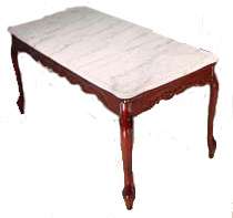 Mahogany/White Marble Chippendale Coffee Table  