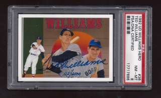 1992 Upper Deck Heroes Ted Williams Auto PSA 8 Red Sox  