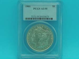 PCGS Certified 1901 P Morgan Silver Dollar $1 Coin AU55  