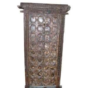   Rustic Iron Claded Teak Wood Indian Jharokha Door Window Patio, Lawn