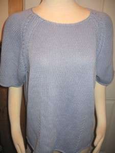 Talbots Woman Plus Size Blue Short Sleeve Pull Over Crew Neck Sweater 