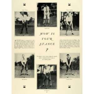 1925 Print Professional Golfers Golf Stance Advice Bobby Jones George 