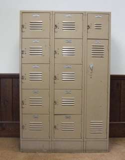 Vintage LYON Lockers Tan Metal School Office Gym Work Storage 3.5 x 5 