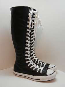 Converse Chuck Taylor Womens Tall Black Leather Calf Boots 7 M  