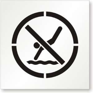  No Diving (with Graphic) Polyethylene Stencil Sign, 24 x 