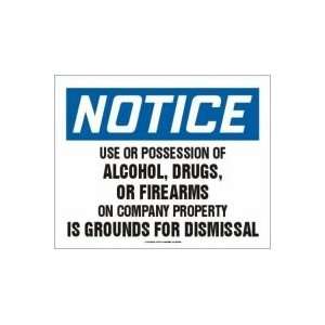  NOTICE USE OR POSSESSION OF ALCOHOL, DRUGS OR FIREARMS ON 