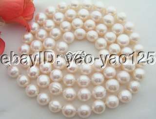 34 11MM White Pearl Necklace 925 Silver Clasp  