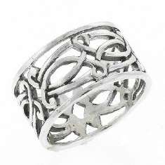 Wide Filigree Celtic Knot Sterling Silver Ring  