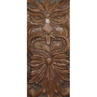   BULGARIAN HAND CARVED WOOD ABSTRACT FACE WALL HANGING PLATE SIGNED