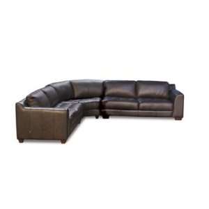  Zen Mocha Leather L Shaped Sectional Sofa with Rounded 