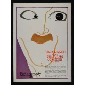  1926 Ad Mack Sennett Ben Turbin Comedies Pathe RARE 