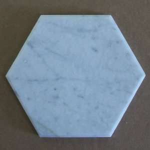   (Bianco Carrera) 6 Hexagon Mosaic Tile Tumbled   Marble from Italy