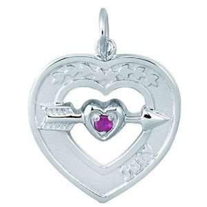    Sterling silver Ruby Heart w/ birthstone July Necklace Jewelry
