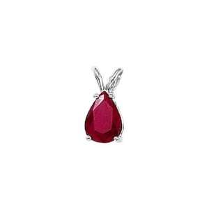  14K White Gold July Birthstone Pear Ruby Pendant: Jewelry