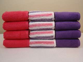 Set of 12 Pink Purple 100% Cotton Hand Towels  