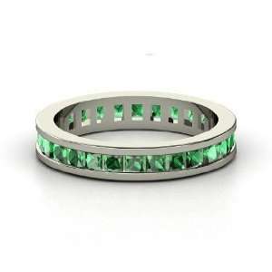    Brooke Eternity Band, Sterling Silver Ring with Emerald: Jewelry