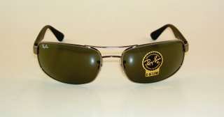 New RAY BAN Sunglasses Gunmetal Frame RB 3445 004 G 15 Glass Lenses 