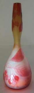 STUNNING 1905 RED GALLE CAMEO VASE SIGNED 4 COLORS VERY RARE  