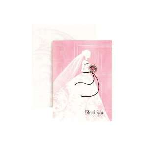 CR Gibson Blushing Bride Embellished Thank You Notes, 12 Pack Candle 