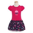 girl will have a very happy birthday in this pink and navy polka dot 