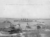 1907 photo Lusitania,Ocean Liner, N.Y. harbor  