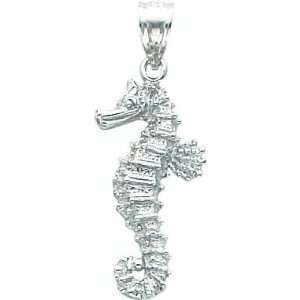  14K White Gold Seahorse Pendant Jewelry