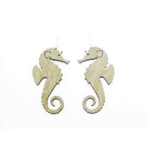  Natural Wood Seahorse Wooden Earrings GTJ Jewelry