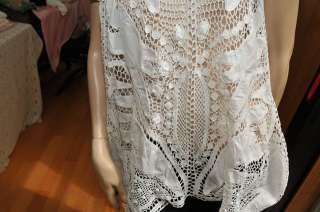 Lims Intricate Hand Crochet Slim Looking A line Tunic Top, White One 