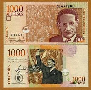 Colombia, 1000 (1,000) Pesos, 2008, P New, UNC  