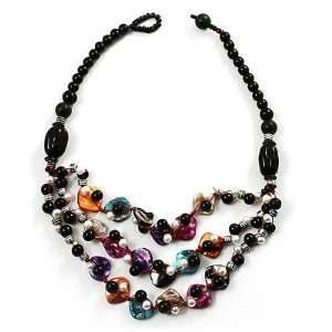  3 Strand Multicoloured Shell & Bead Necklace Jewelry