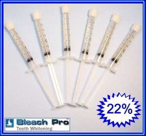 Tooth Whitening Gel Syringes Teeth Bleaching 22% Dentist Formula 