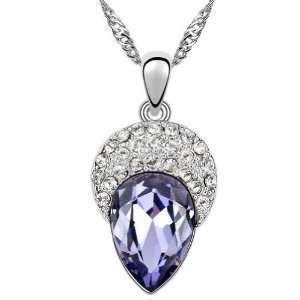 Swarovski Elements Crystal Diamond Accent Purple Pendant Necklace 18 