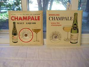 Antique Champale Malt Liquor Tin Advertisement Thermometers  