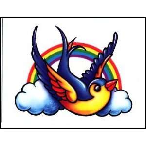 Bird & Rainbow Temporaray Tattoo