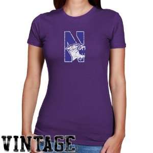  Wildcats T Shirts  Northwestern Wildcats Ladies Purple Distressed 