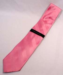 Tommy Hilfiger 100% Imported Silk Neck Tie Necktie Soiid Pink Striped 