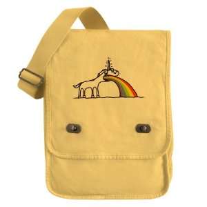   Messenger Field Bag Yellow Unicorn Vomiting Rainbow 