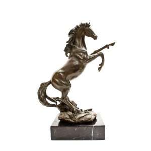    Bronze Mustang Bucking Horse Statue Marble Base