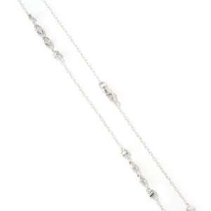  14K White Gold 18 Diamond Station Necklace: Jewelry