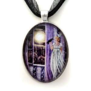   with Raven in the Rustling Purple Curtains Handmade Fine Art Pendant