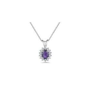  0.90 Cts Diamond & 4.66 Cts Amethyst Pendant in 18K White 