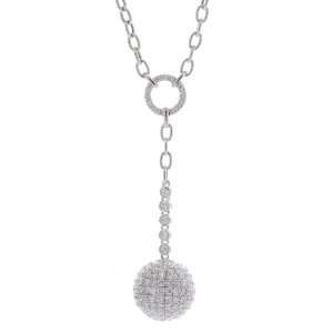 14k White Gold 4.78 Carat Diamond Ball Necklace Jewelry