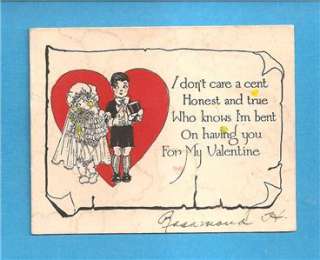 VALENTINES DAY Vintage ART DECO Greeting Card  BRIDE & GROOM  