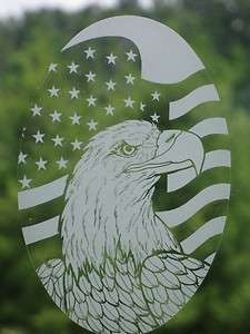 21x33 FLAG EAGLE WINDOW DECAL Etched Glass Vinyl Cling  